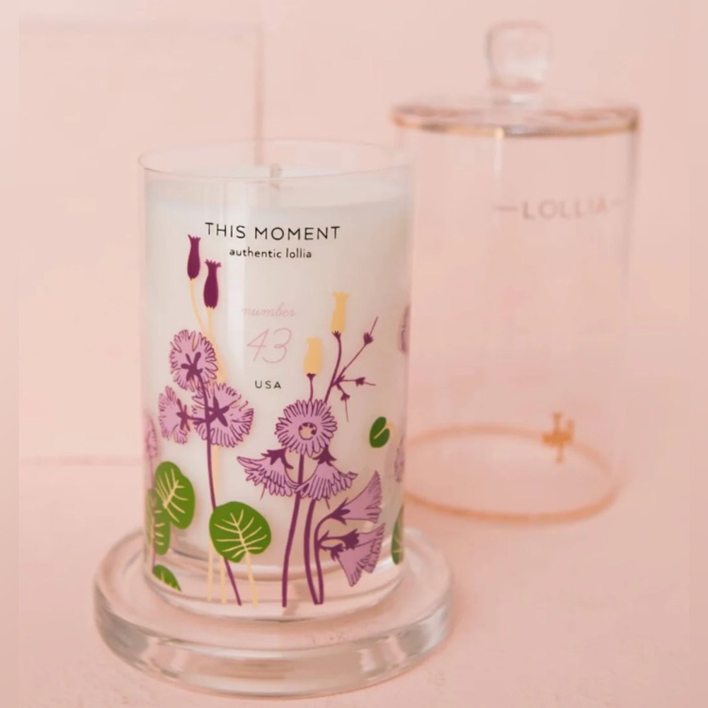 Lollia This Moment #43 luminary/candle w/cloche…water lily & sun blossoms-NWT